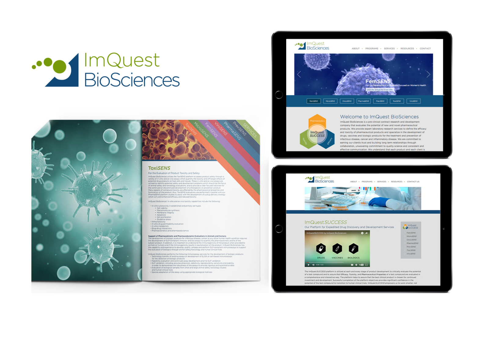 Imquest Biosciences - Website, Logo, Brochure, Tradeshow